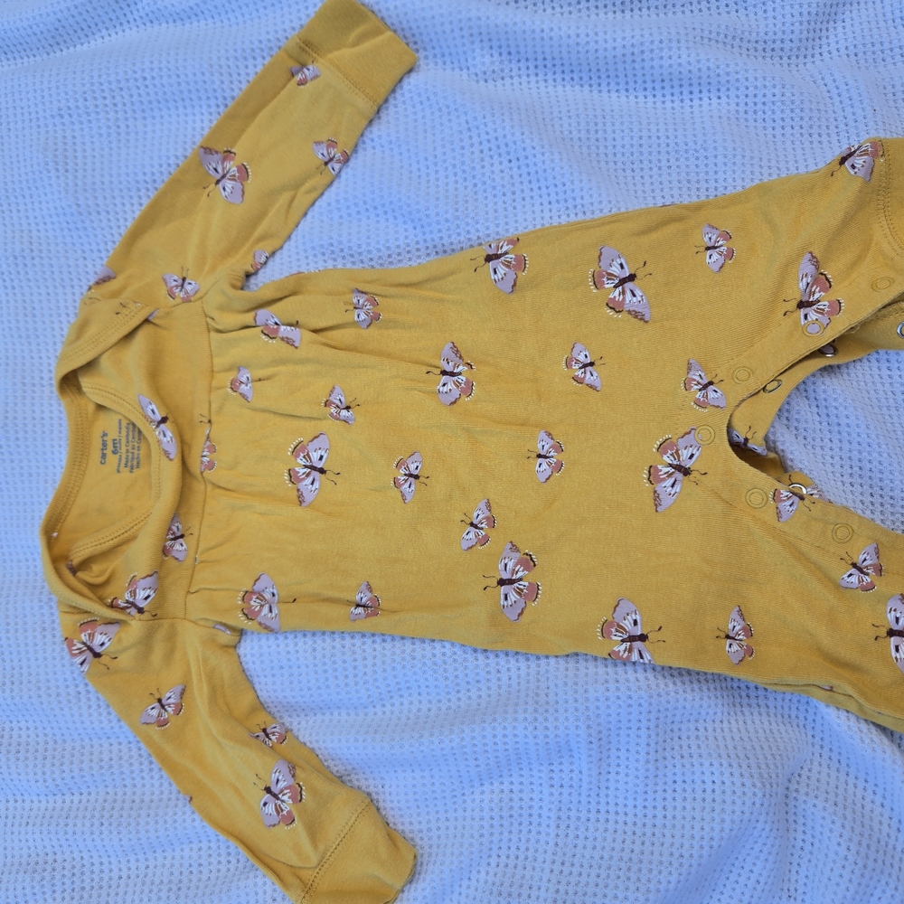 Yellow Baby Onesie with Butterfly Print